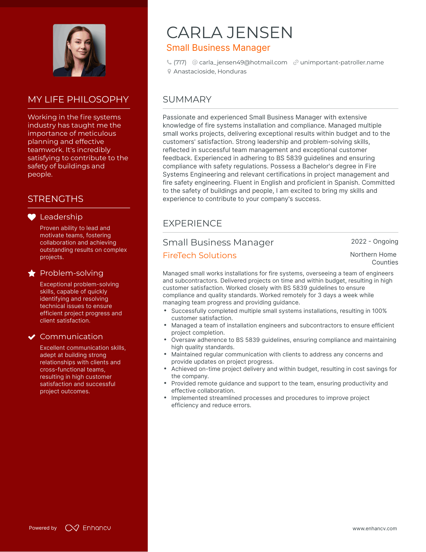 Creative Small Business Manager Resume Example