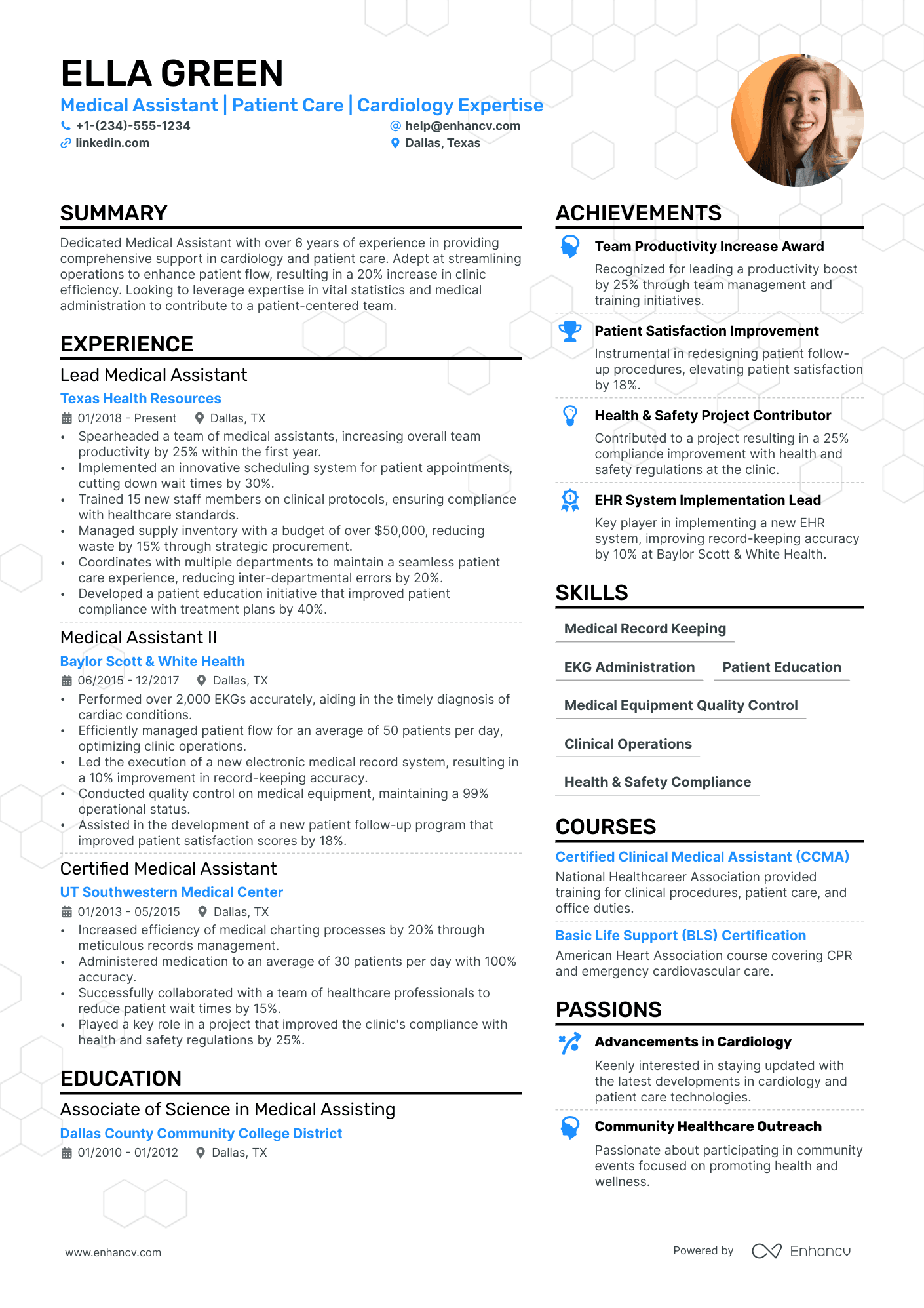 Cardiology Medical Assistant resume example