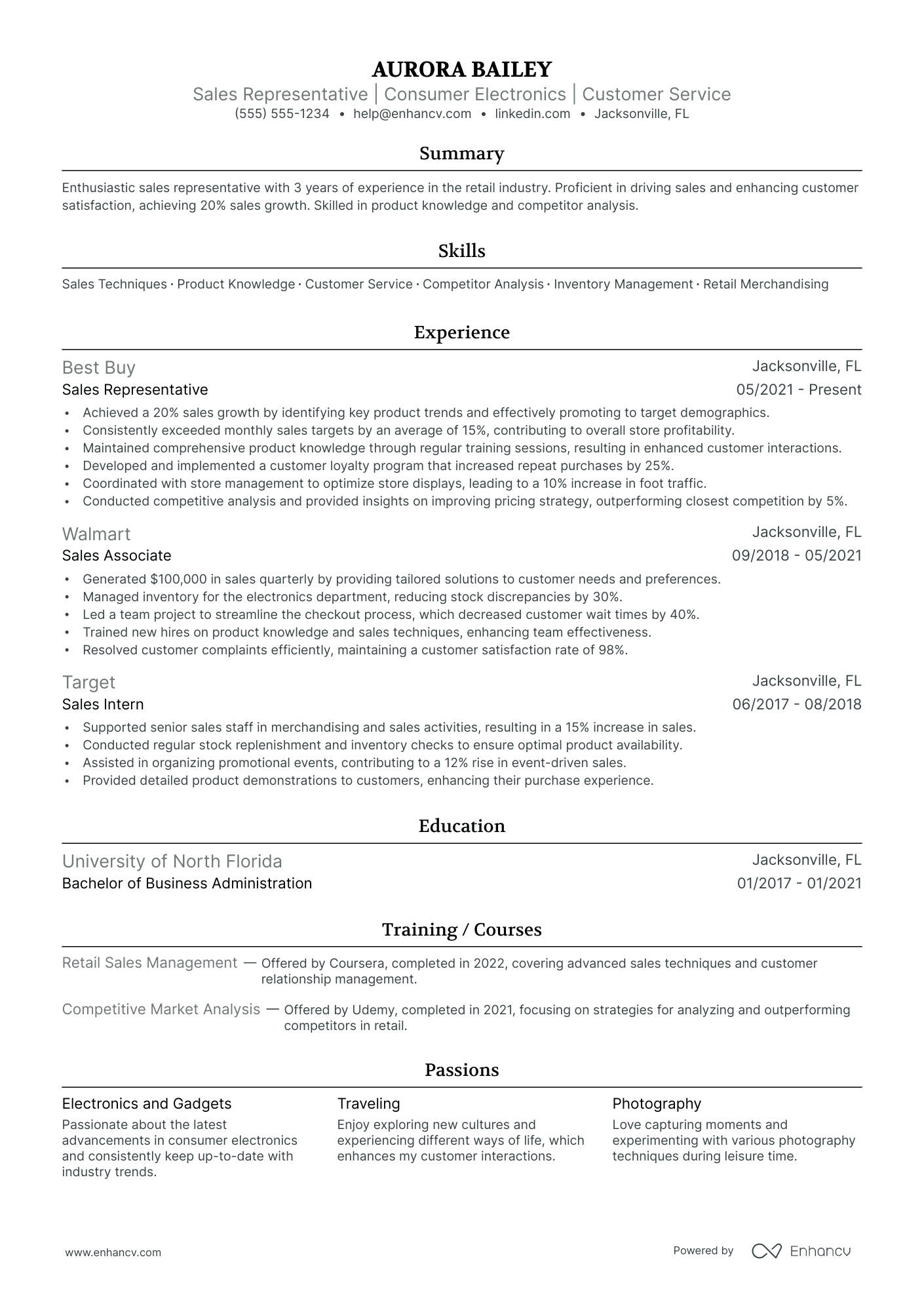 Entry Level Sales Representative - Retail Division Resume Example Resume Example