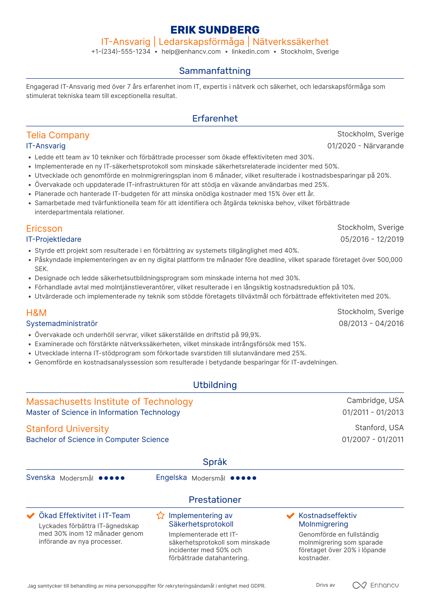 IT Ansvarig CV