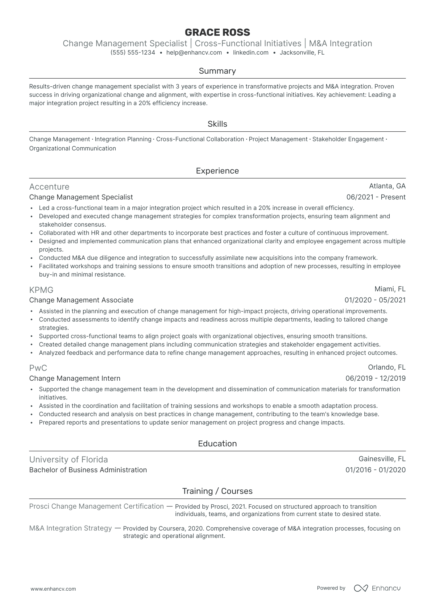 Senior Change Manager resume example