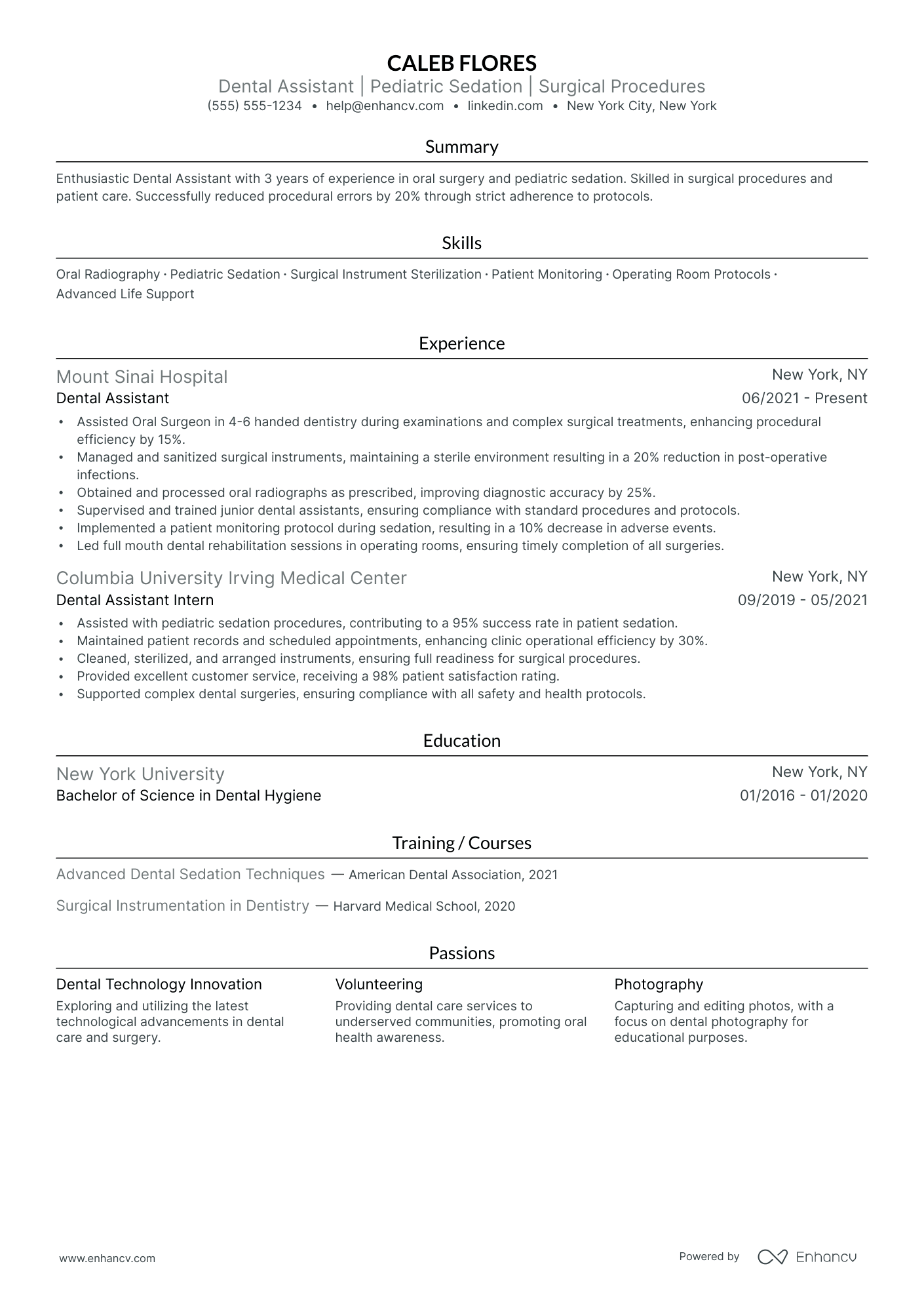 Lead Dental Assistant resume example