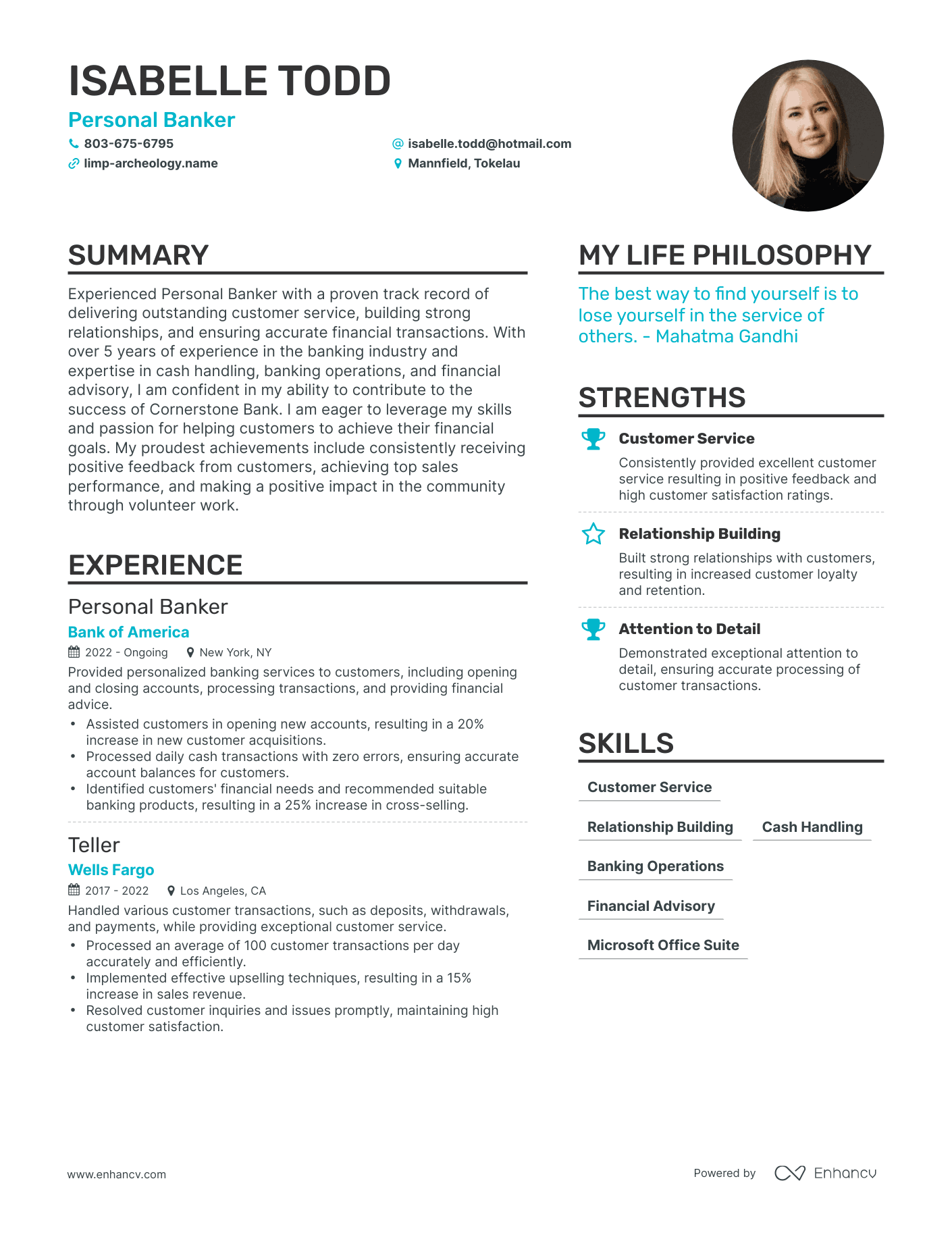 personal-banker-resume-sample