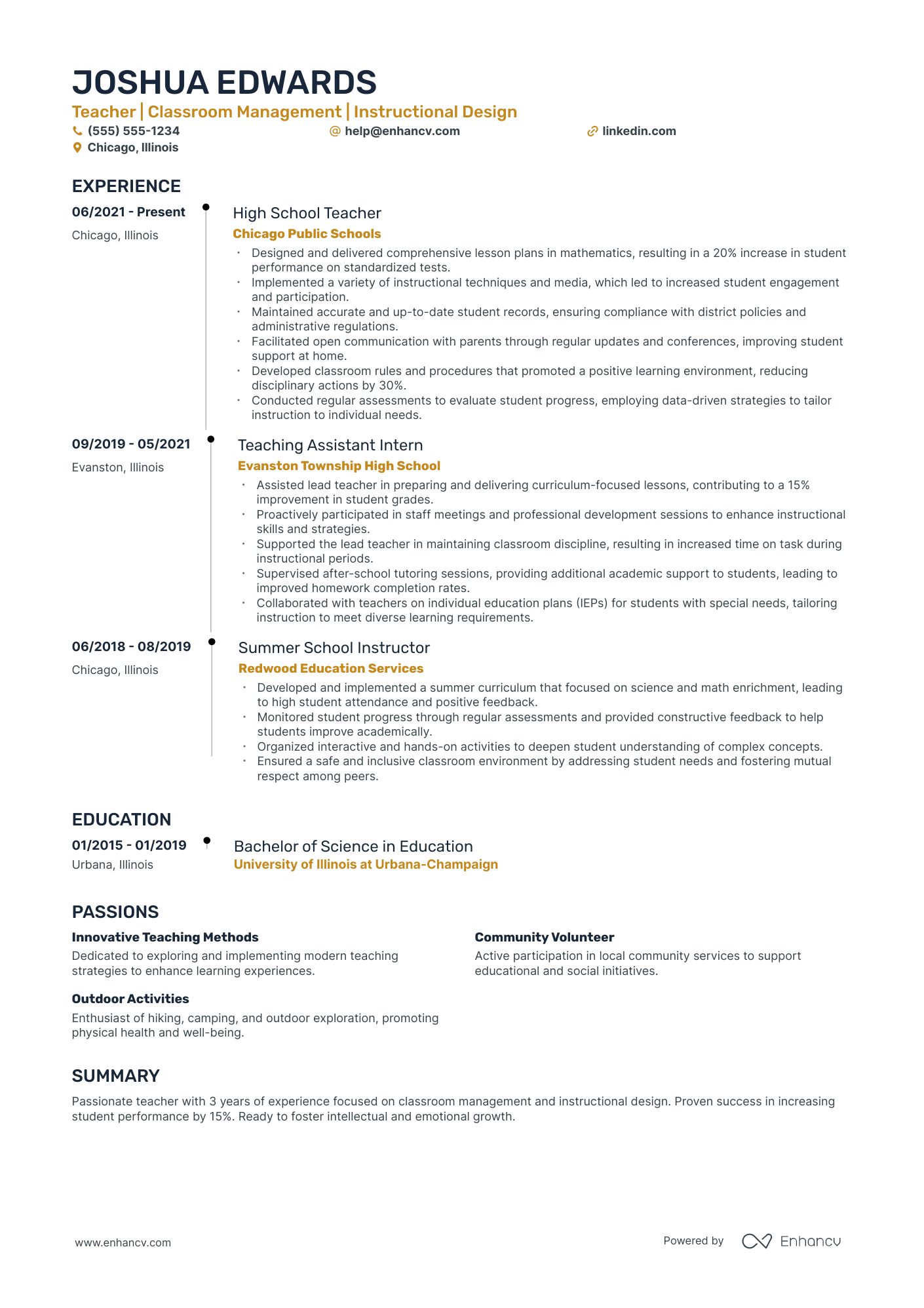 Elementary Music Teacher resume example