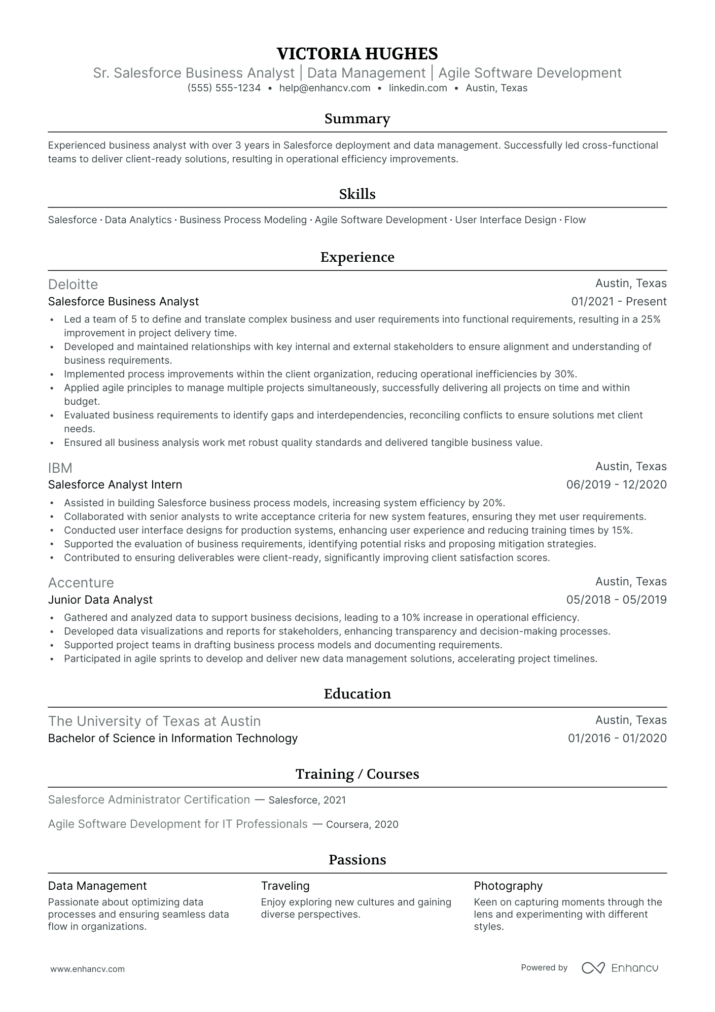 Salesforce Business Analyst resume example