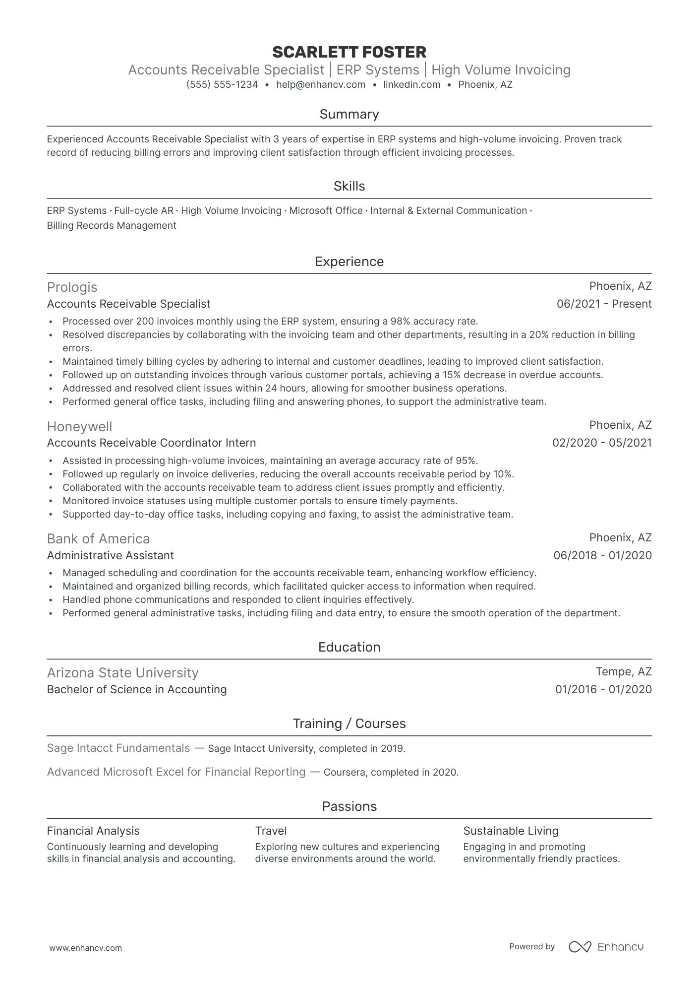 Accounts Receivable Coordinator resume example