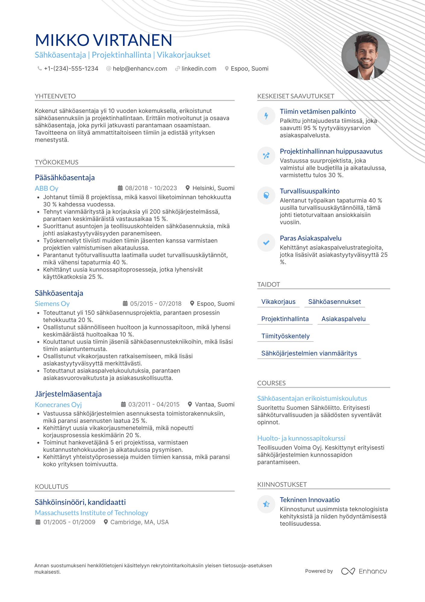 Sähköasentaja CV