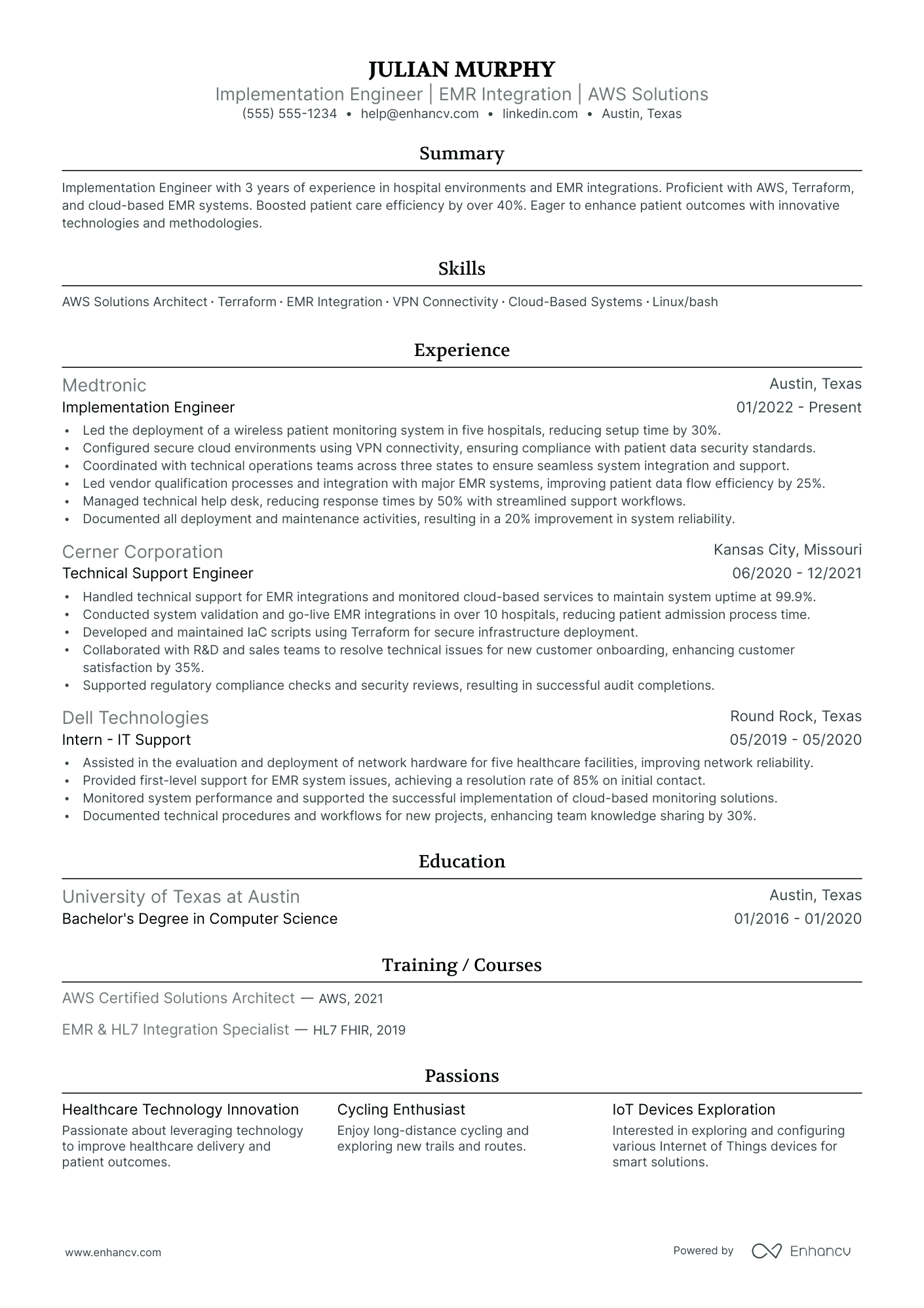 AWS Certified SysOps Administrator resume example