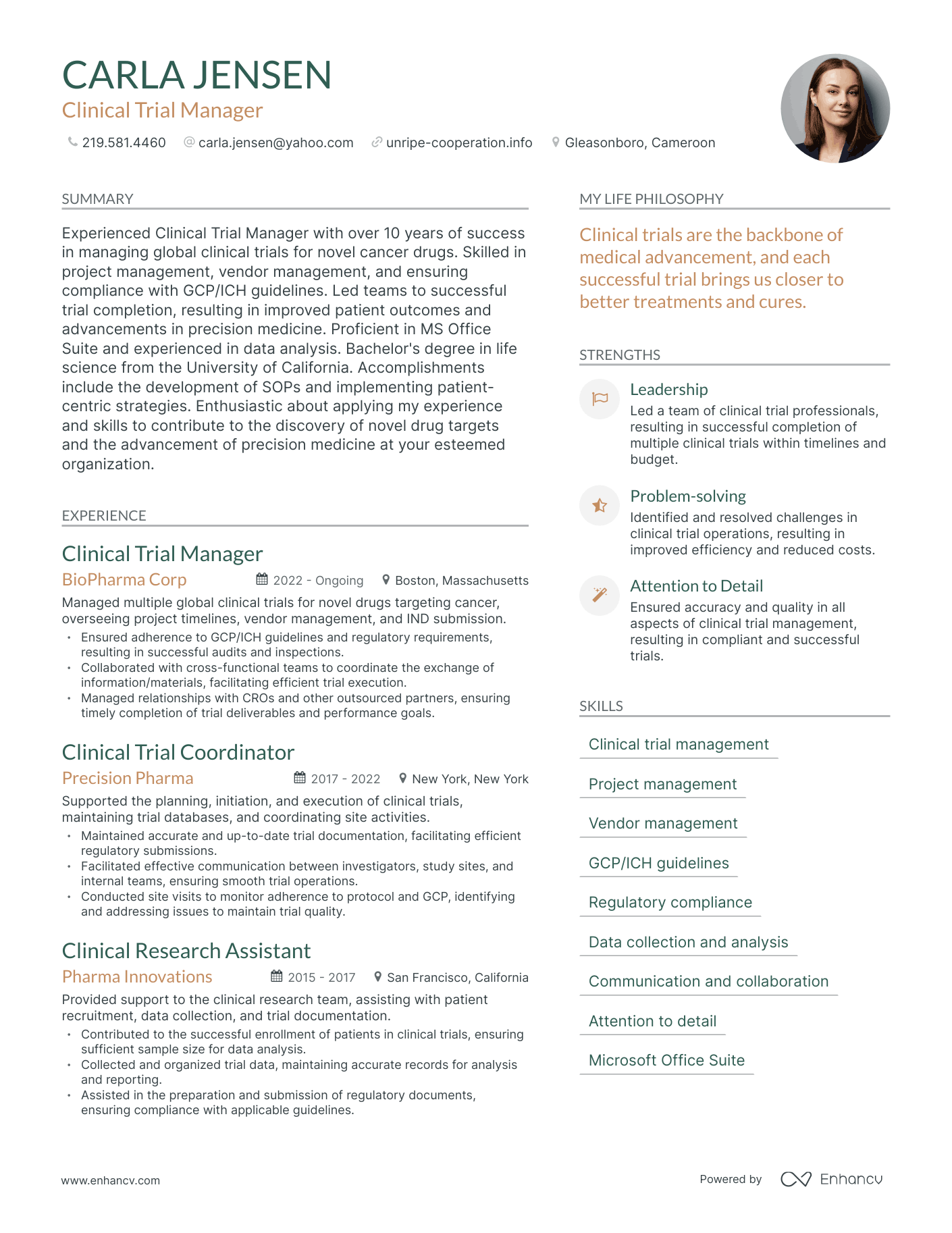 Cv For Clinical Research Coordinator