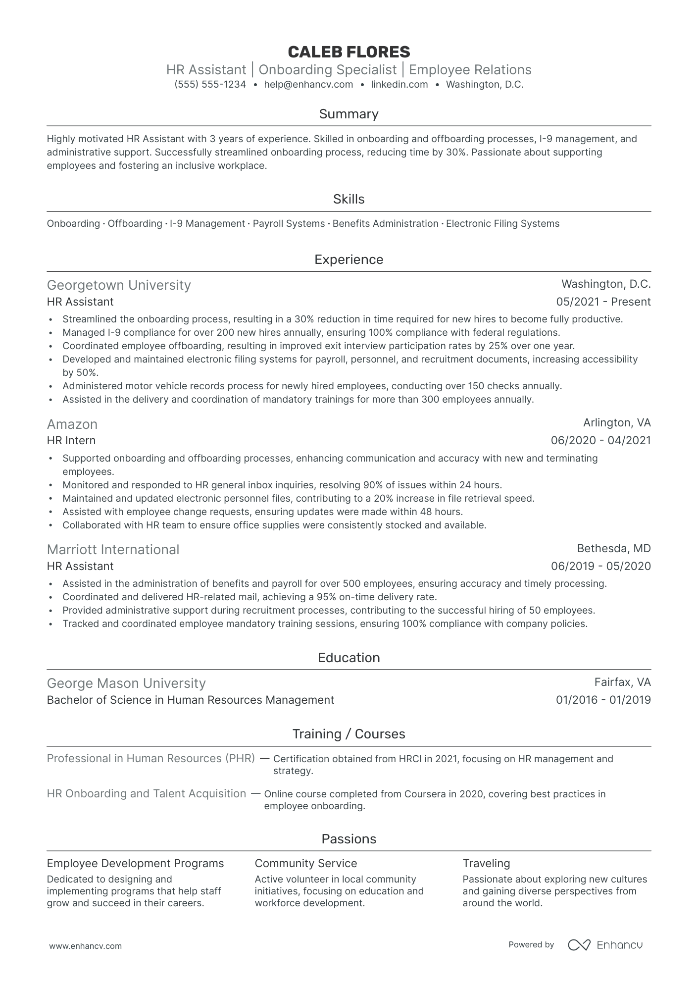 Human Resources Assistant resume example