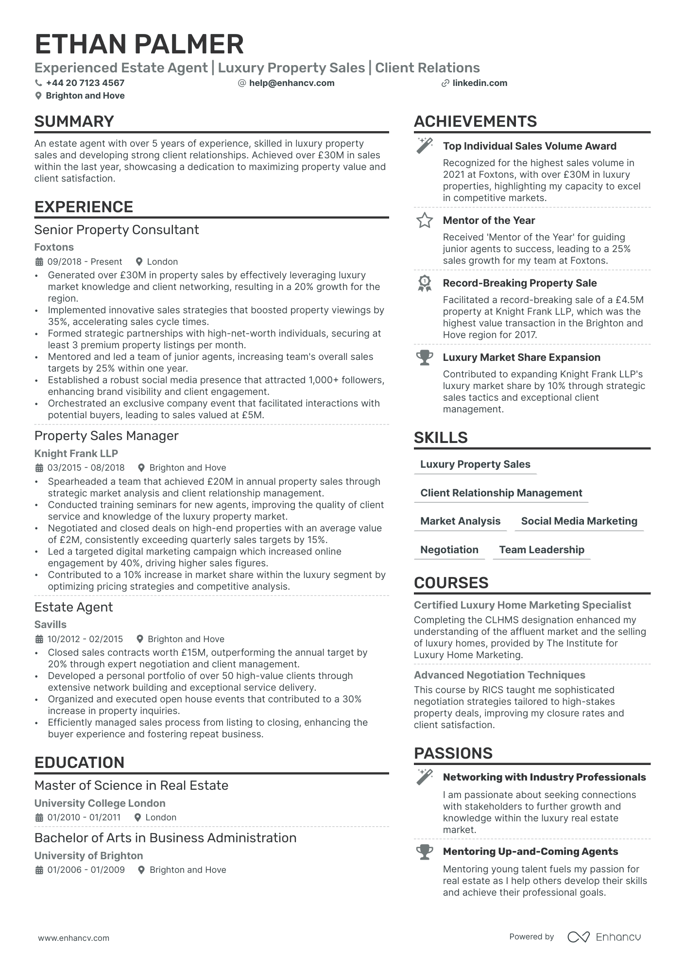Real Estate Agent cv example