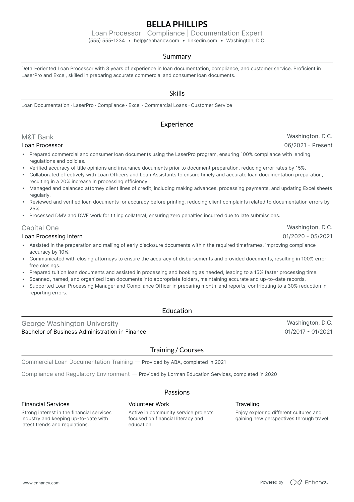 Assistant Loan Processor resume example