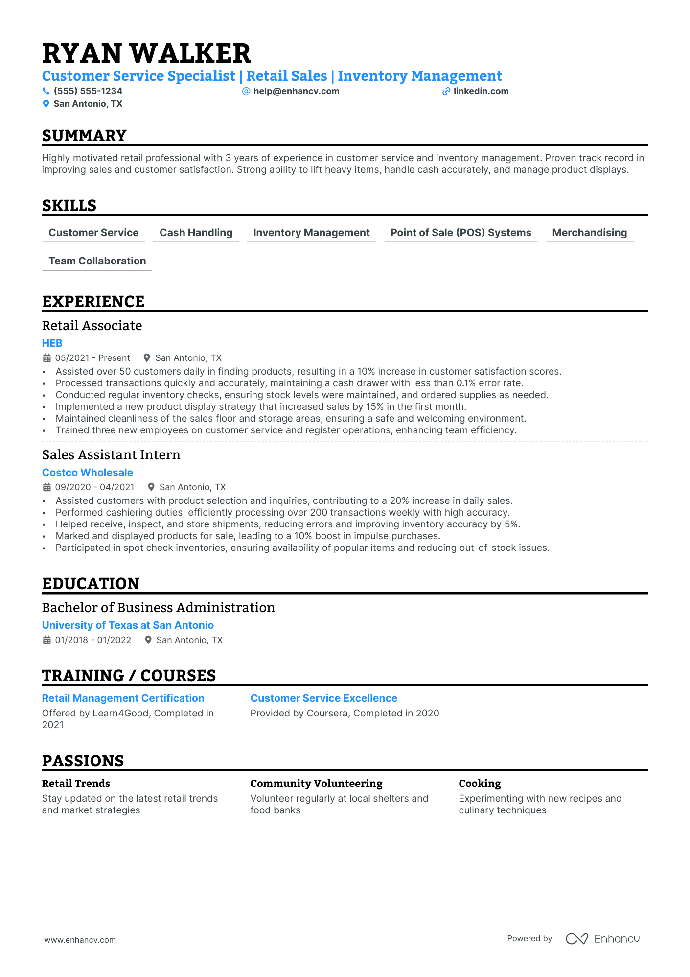 Sales Clerk resume example