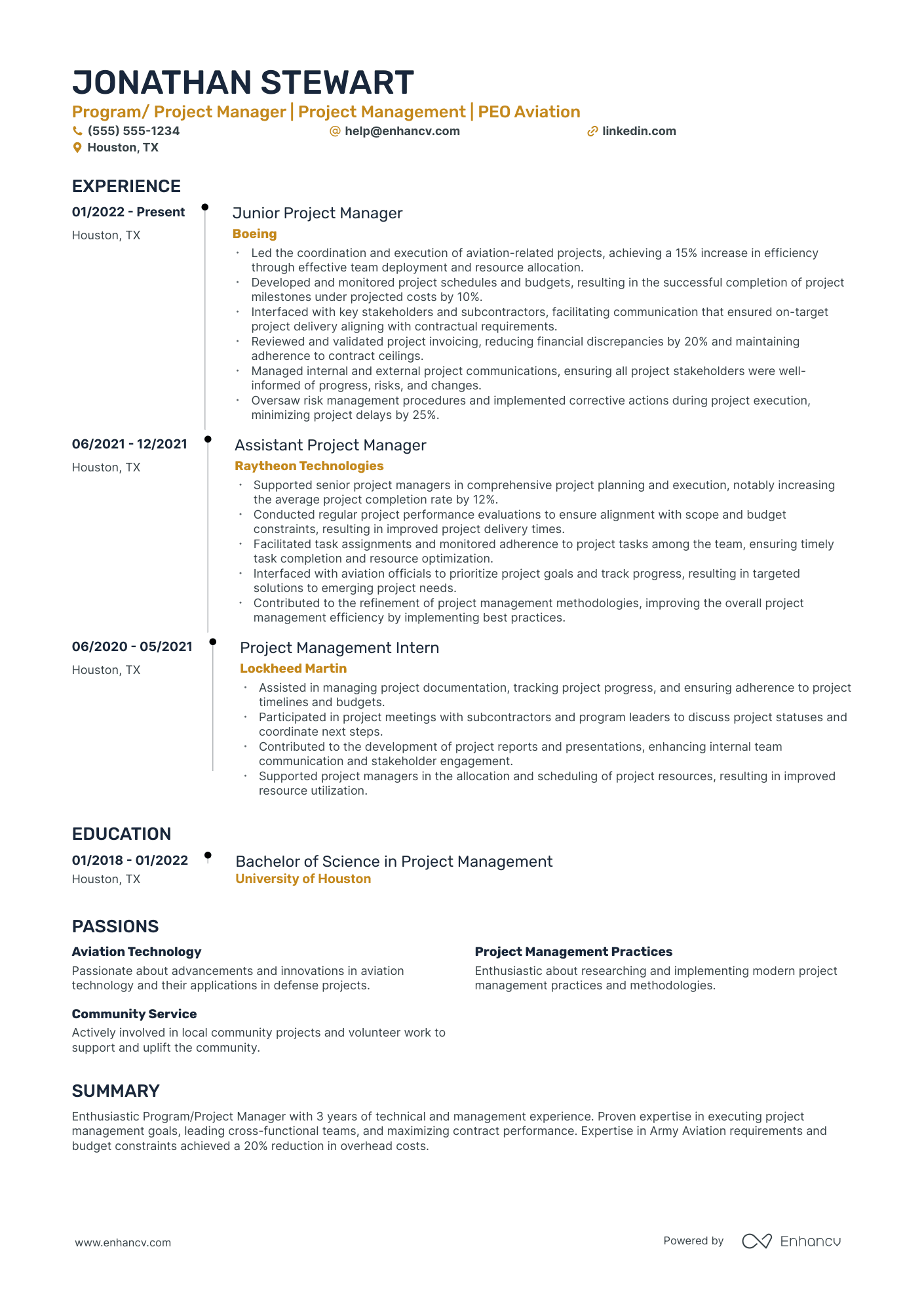 Program Project Manager resume example