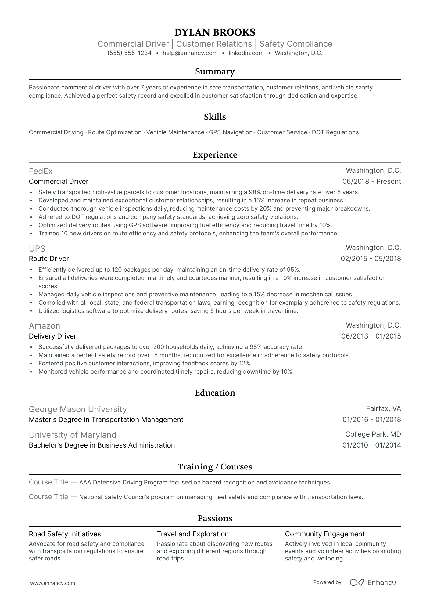 Junior Delivery Driver resume example