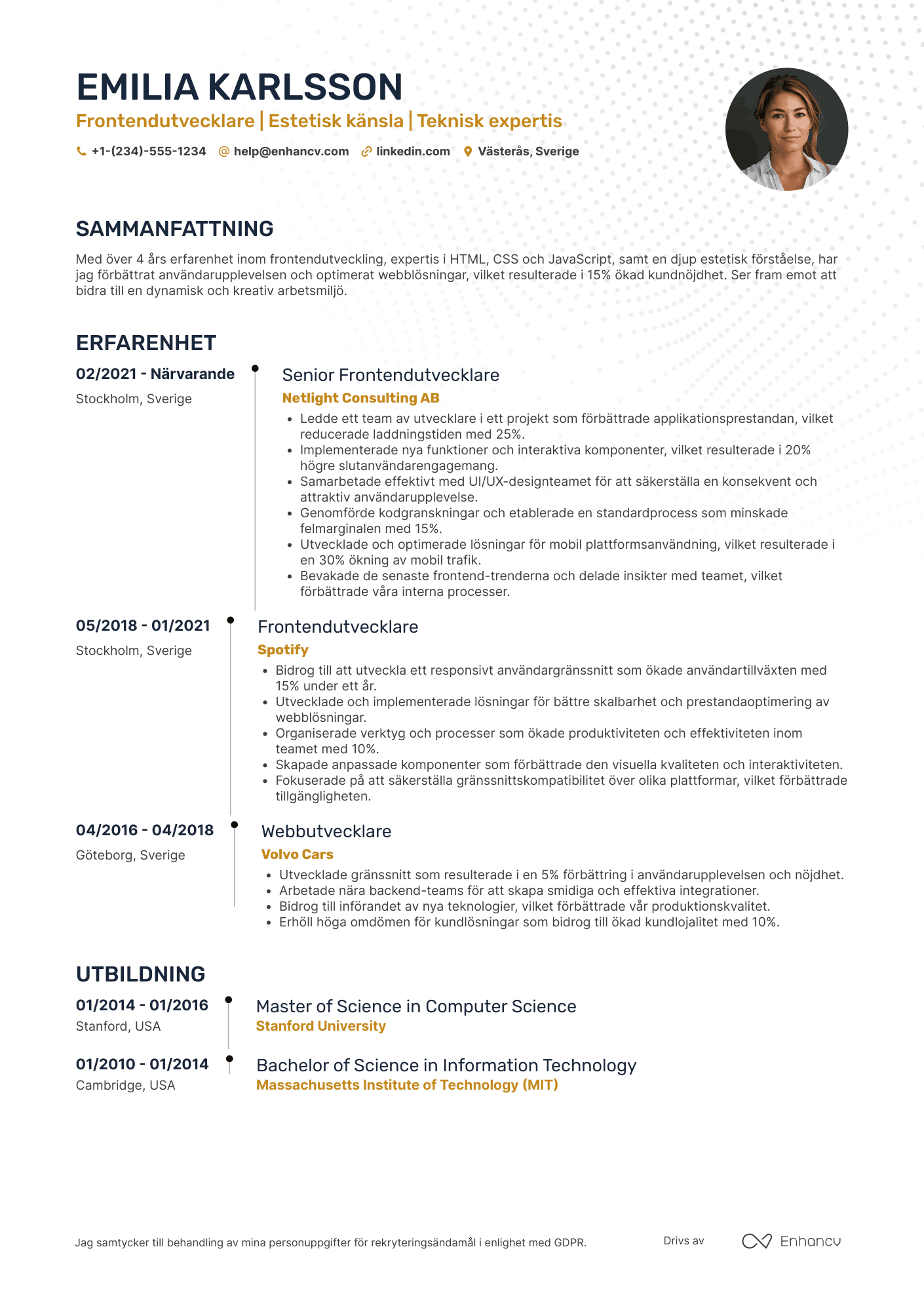 Frontendutvecklare CV