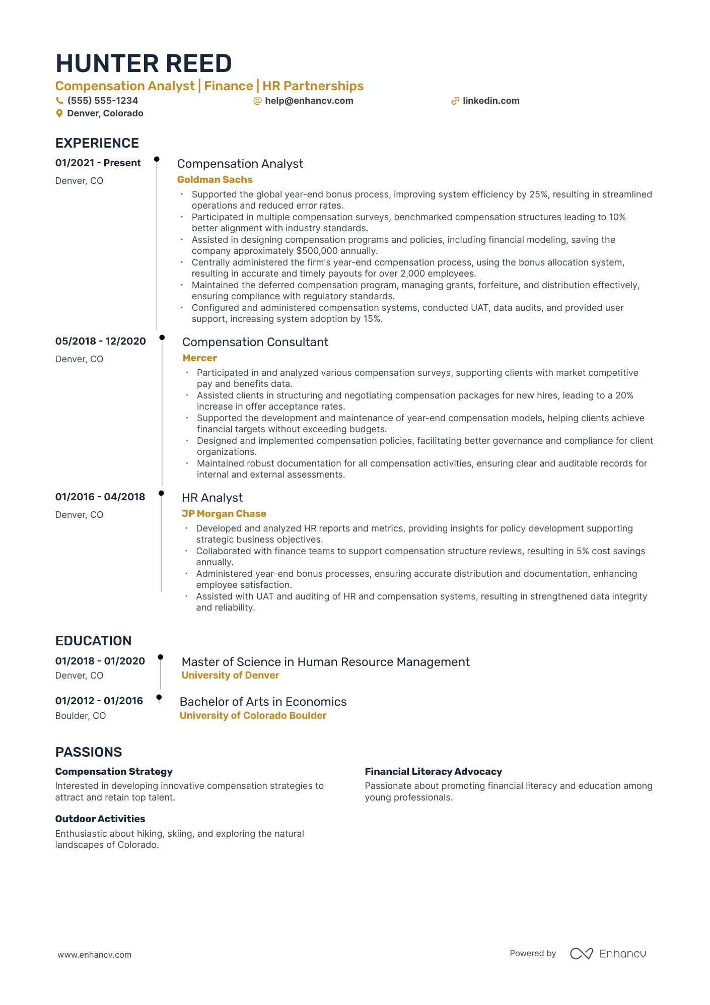 Junior Compensation Analyst resume example