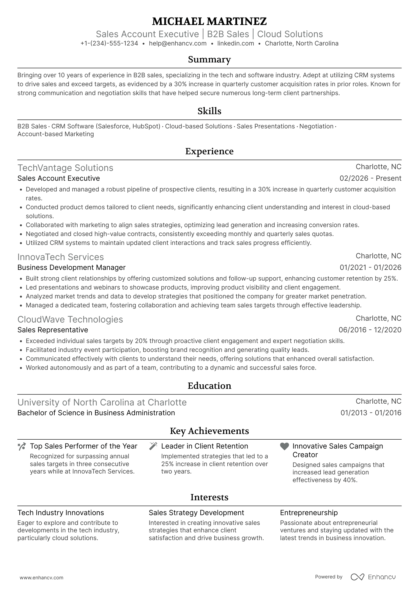 Sales Account Executive resume example