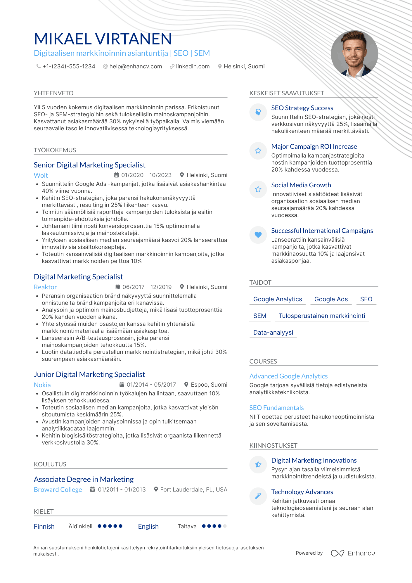 Digitaalisen markkinoinnin asiantuntija CV
