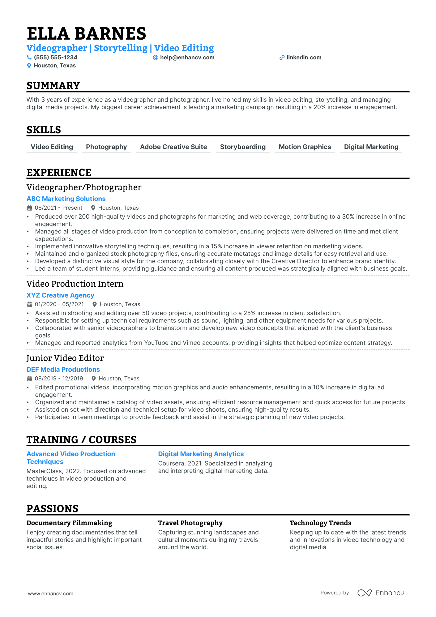 Documentary Videographer Resume Example Resume Example