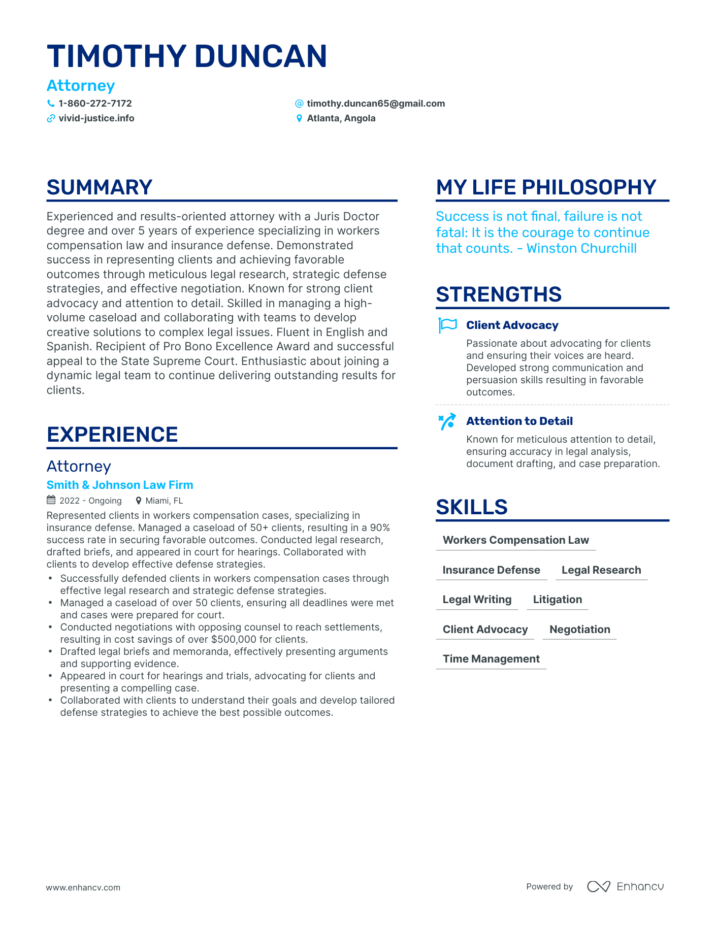 Attorney resume example