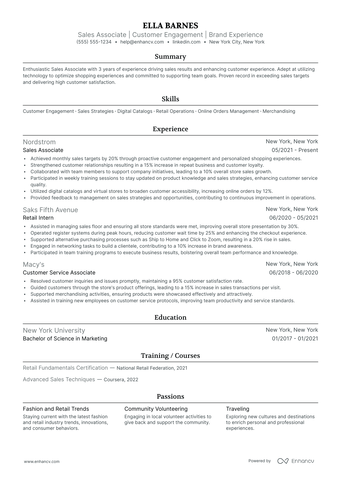 Part-time Brand Ambassador resume example