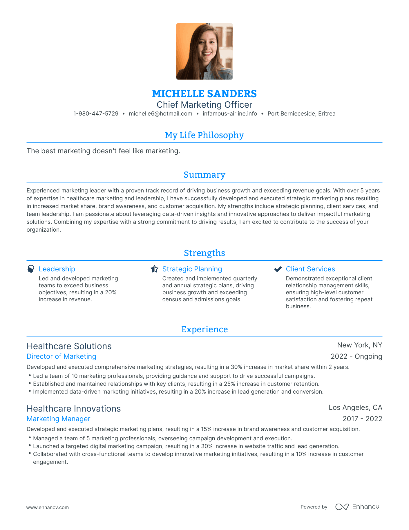 Modern Chief Marketing Officer Resume Example