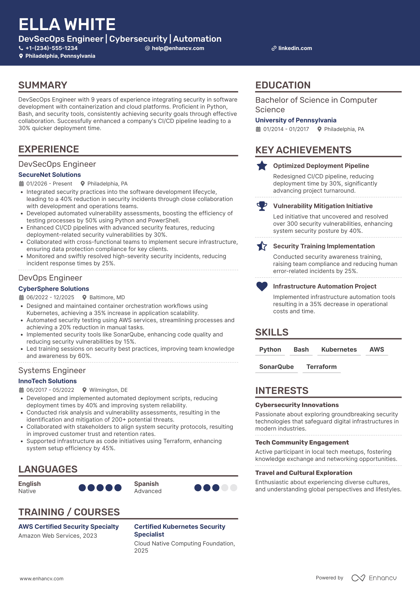 Devsecops Engineer resume example
