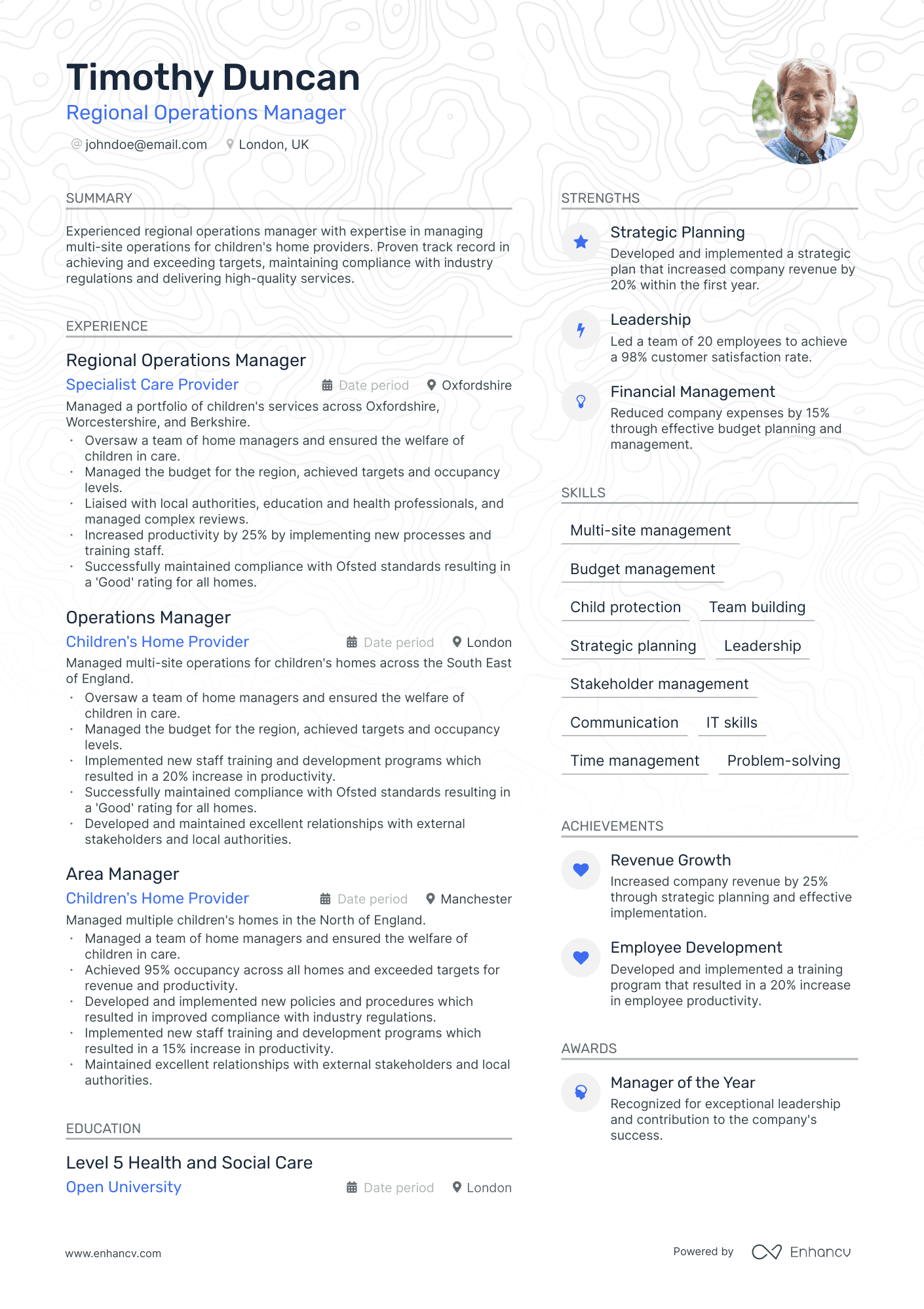 Regional Operations Manager resume example