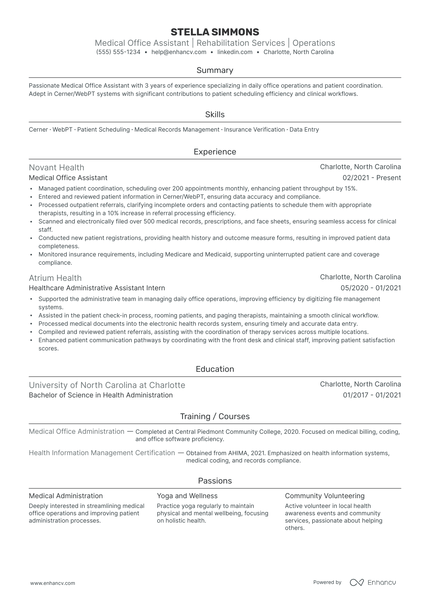 Medical Office Assistant resume example