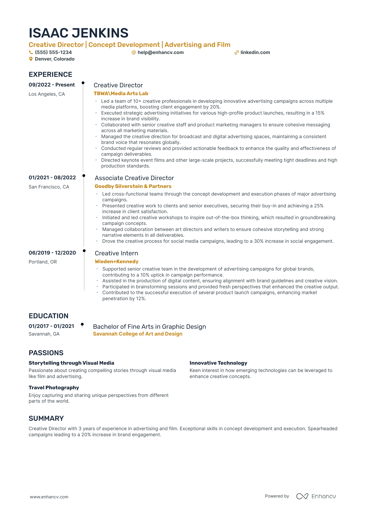 Art Director resume example