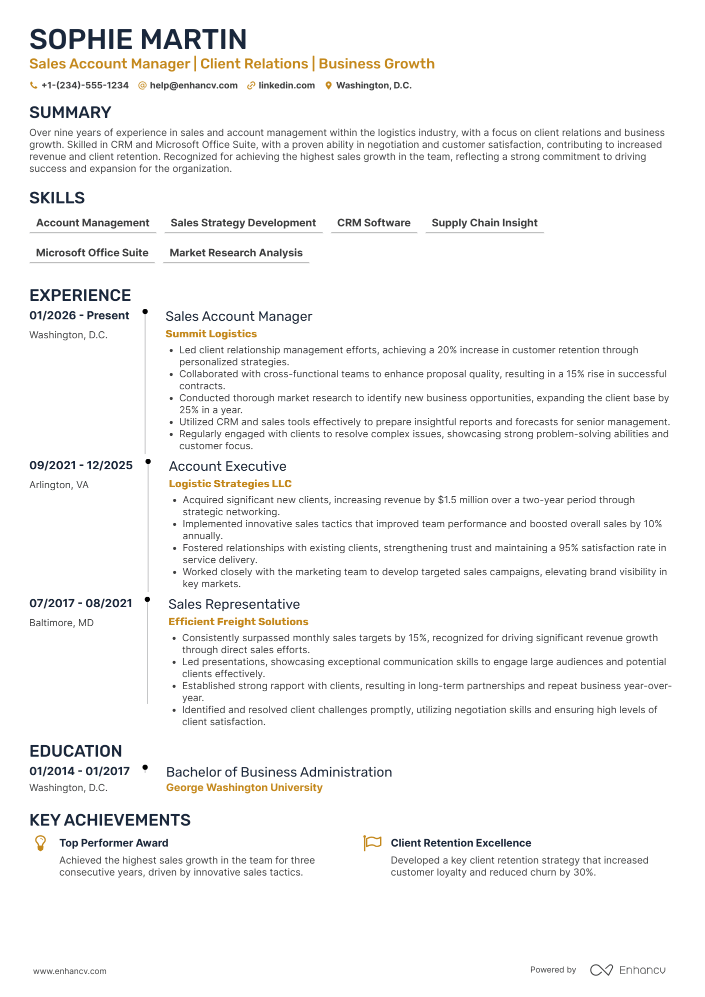 Sales Account Manager resume example