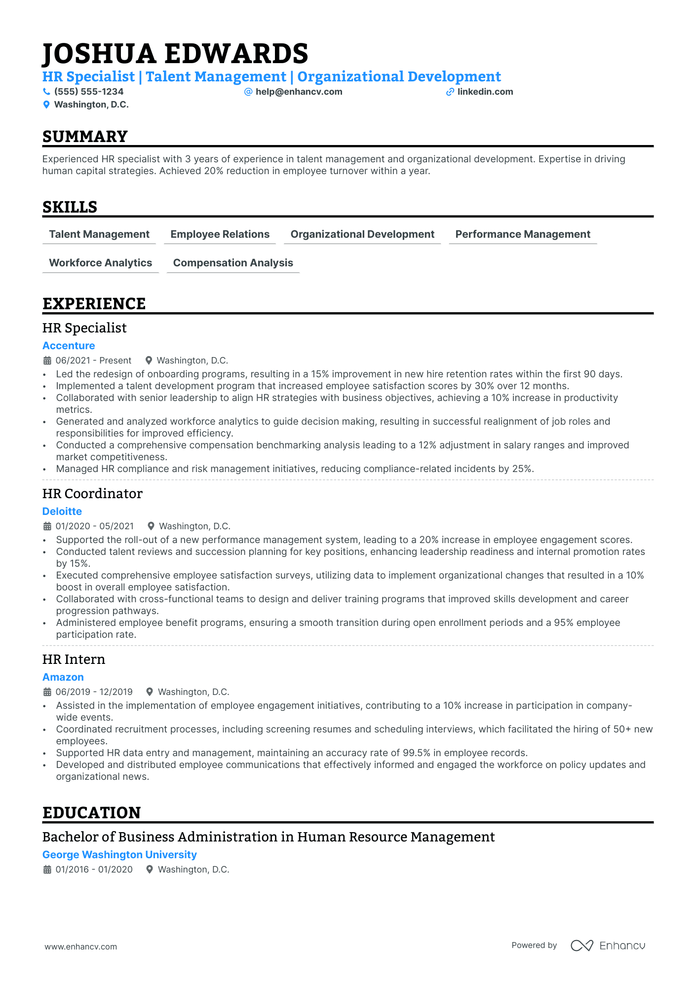 Human Resources Executive resume example