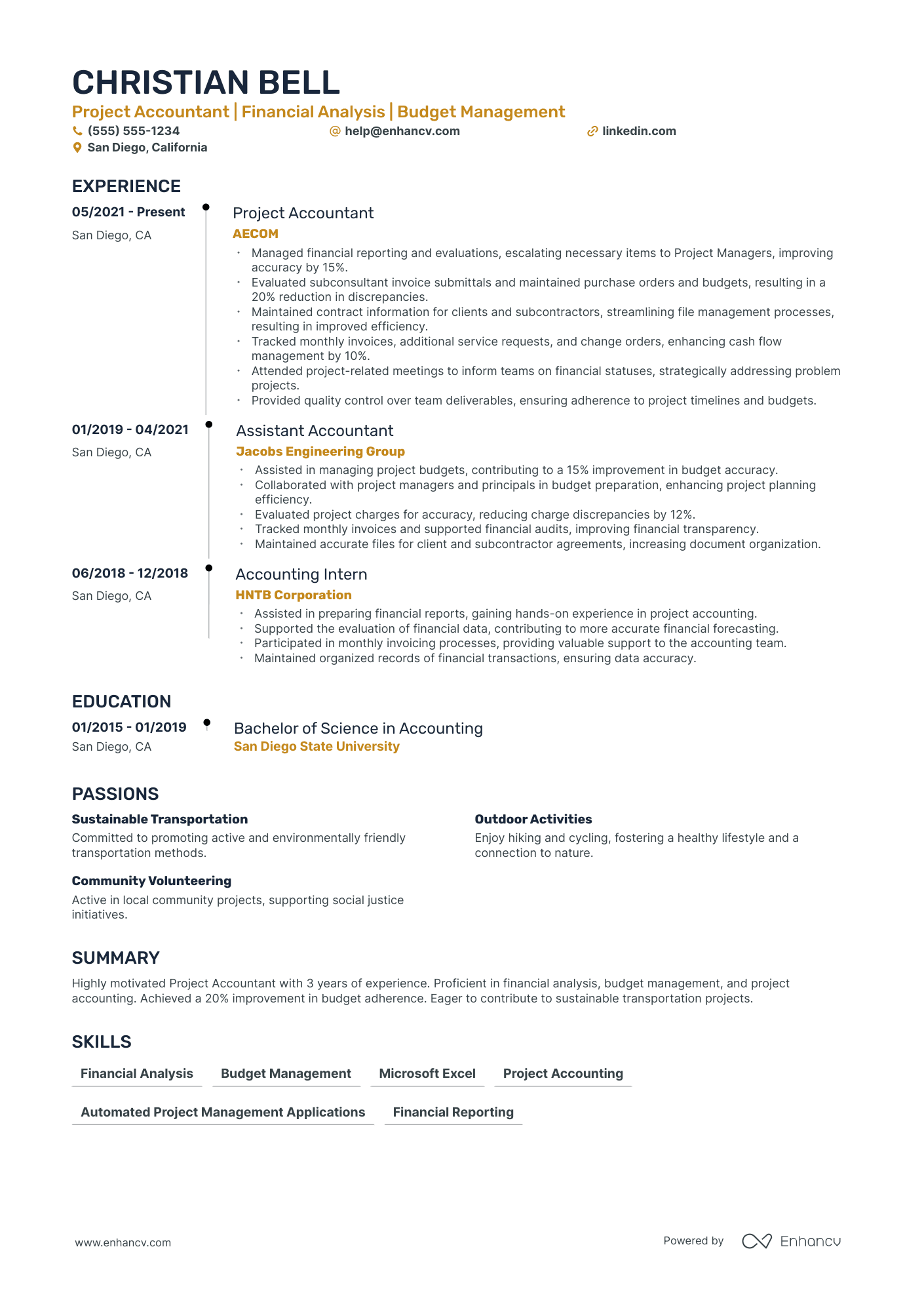 Project Accountant Resume Example Resume Example