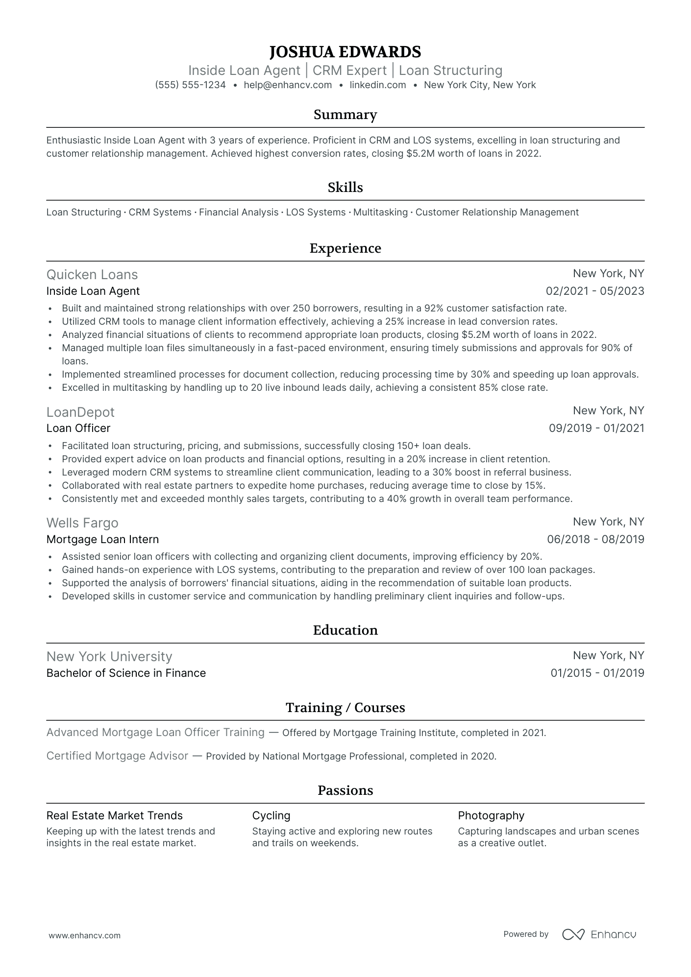 Senior Loan Officer resume example