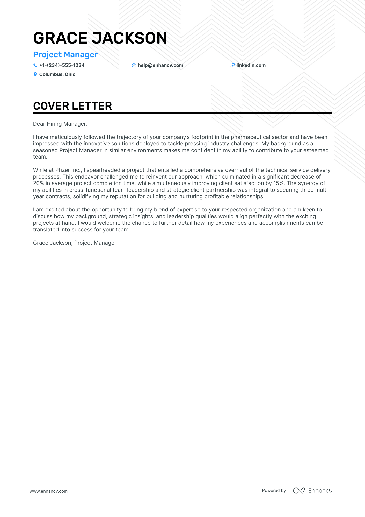 Service Delivery Manager cover letter