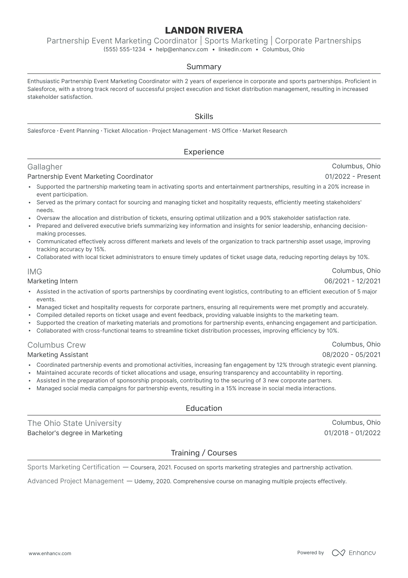 Senior Marketing Coordinator resume example