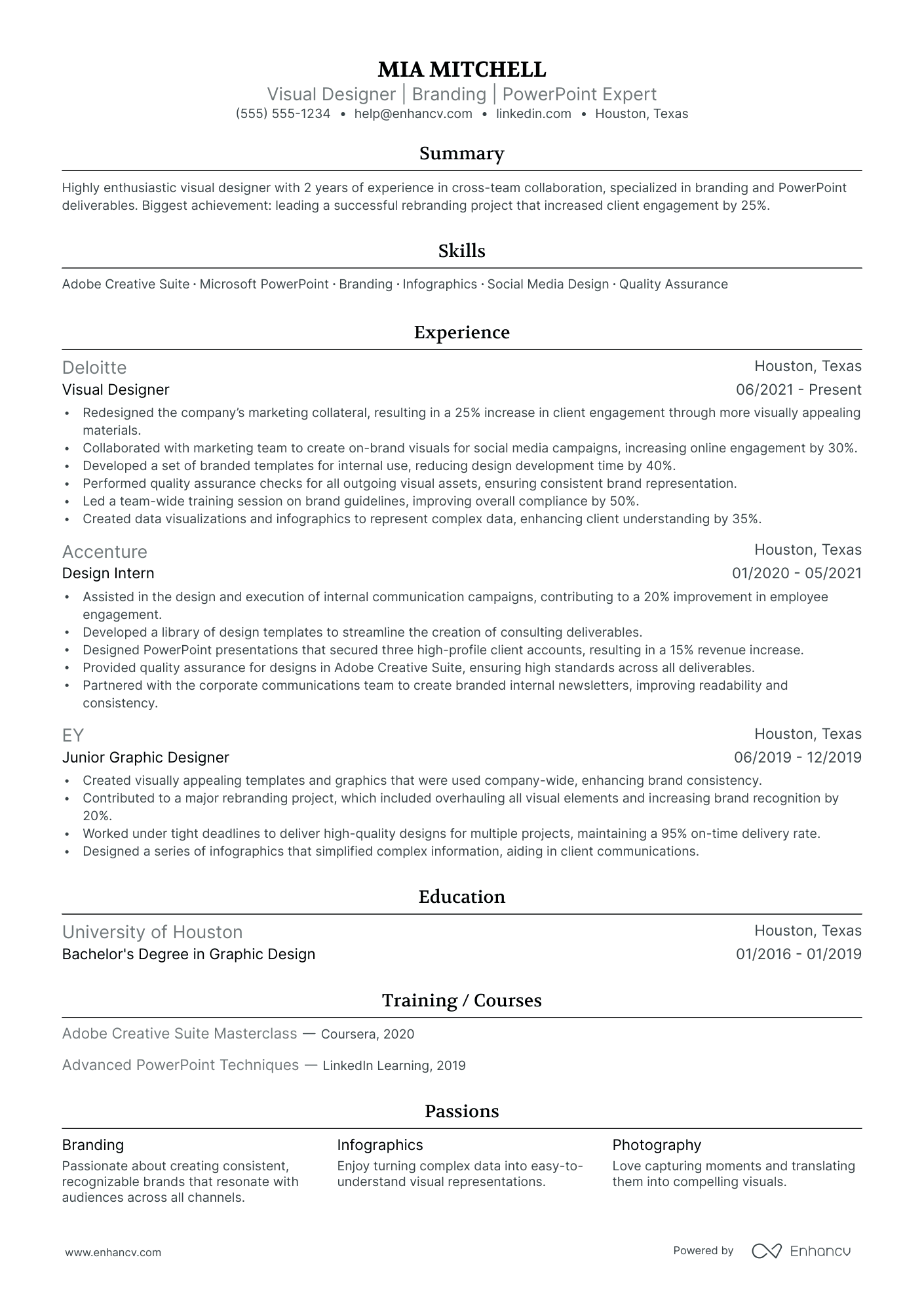 Visual Graphic Designer resume example