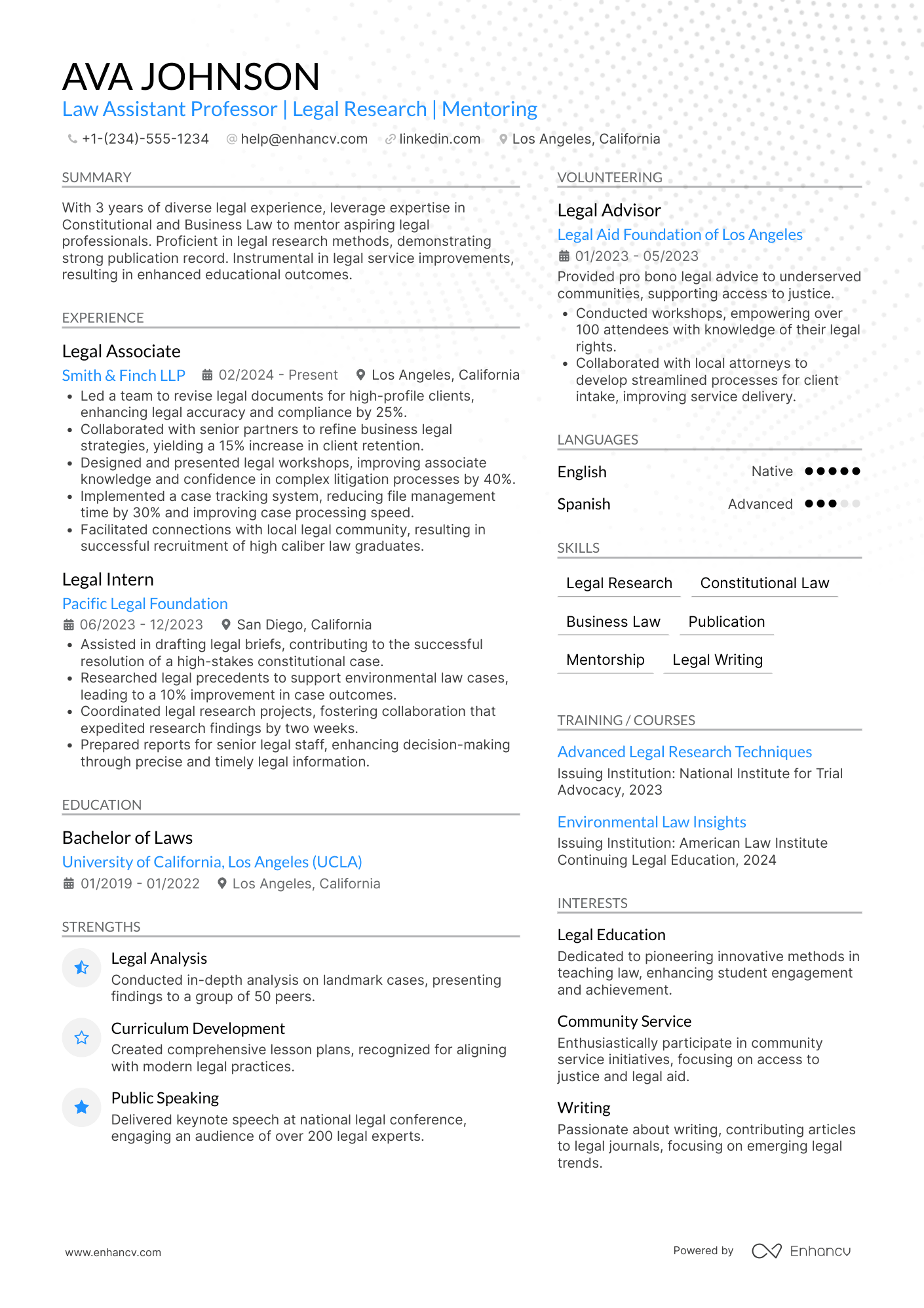 Law School resume example