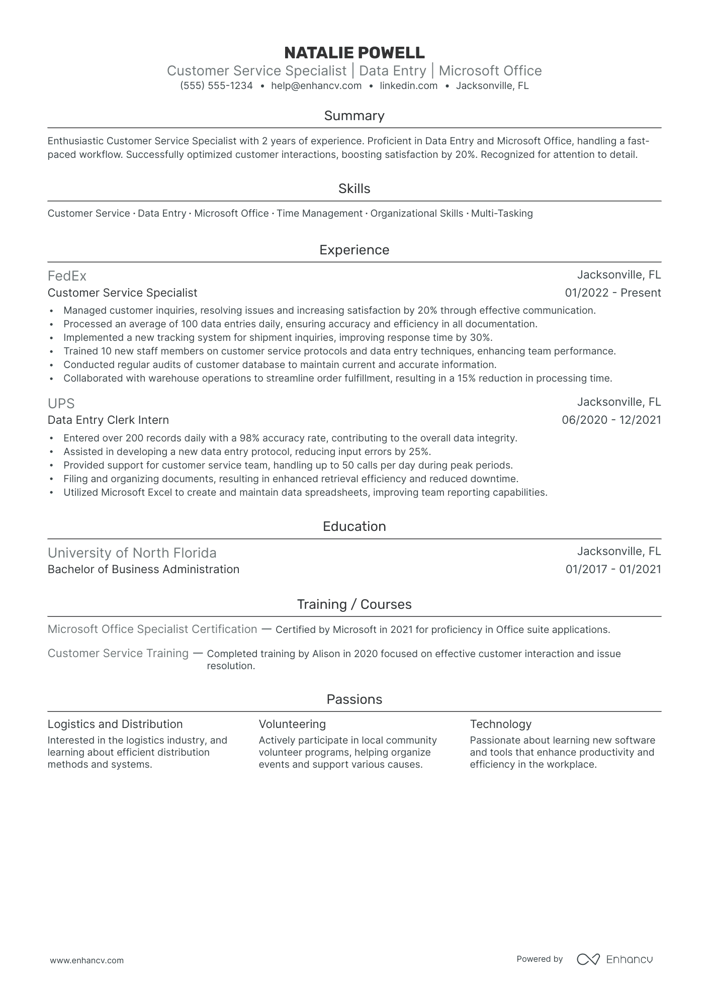 Data Entry Administrator resume example