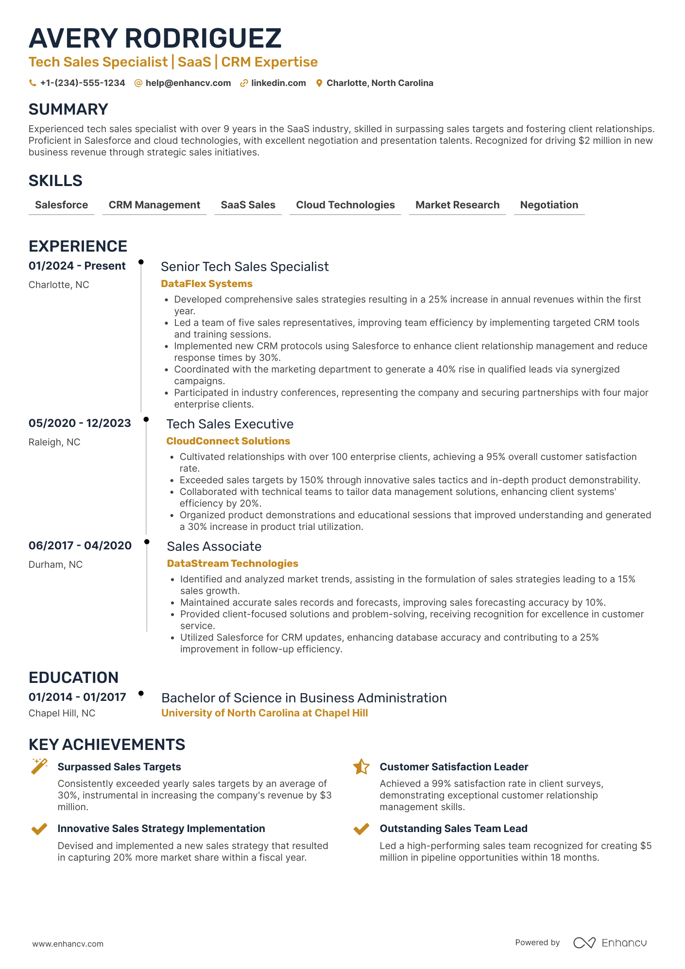 Tech Sales resume example