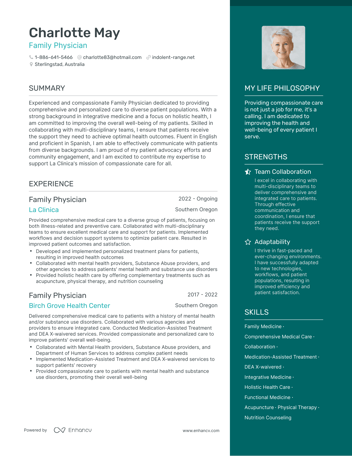 Family Physician resume example