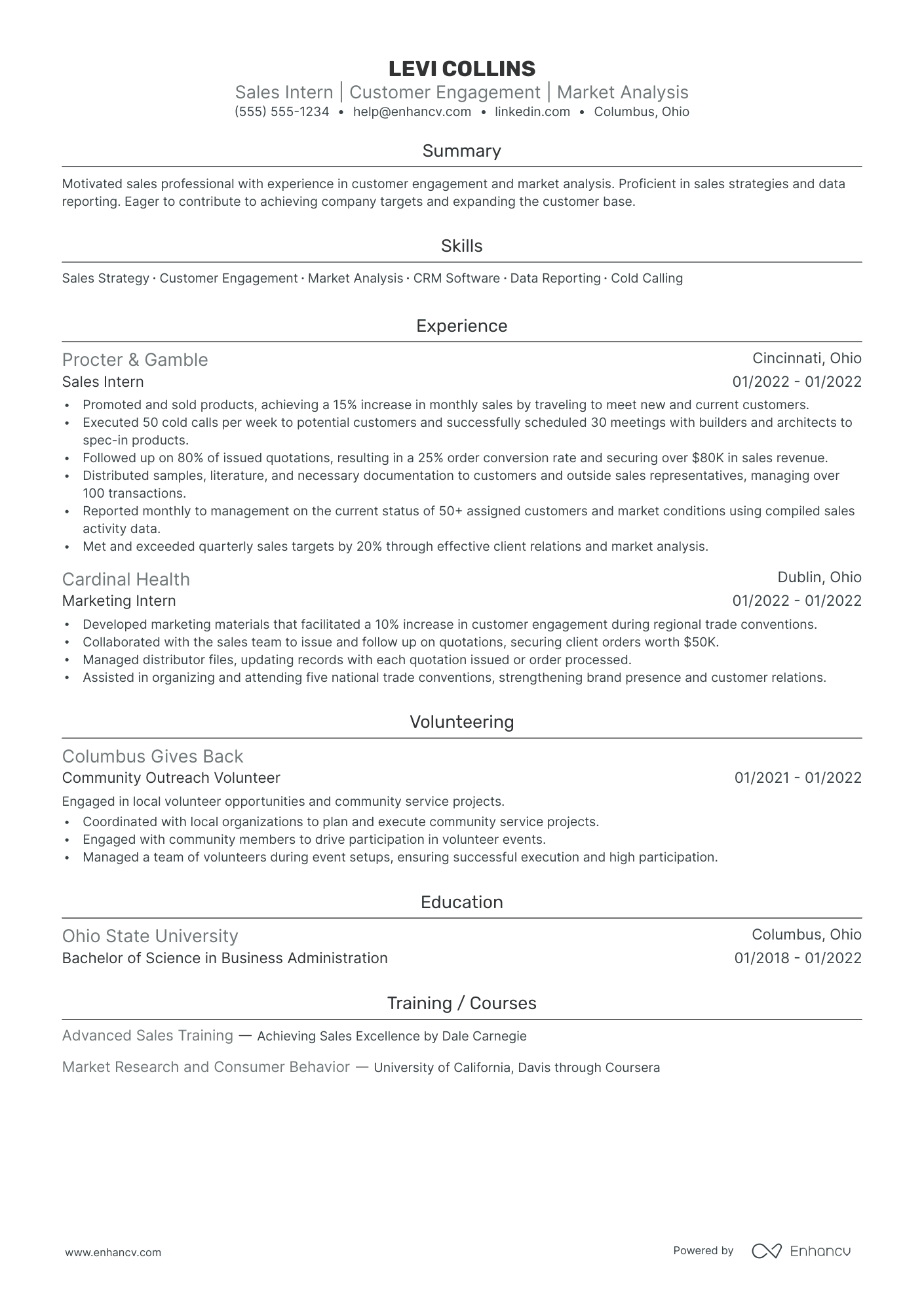 Entry-Level Outside Sales Representative resume example