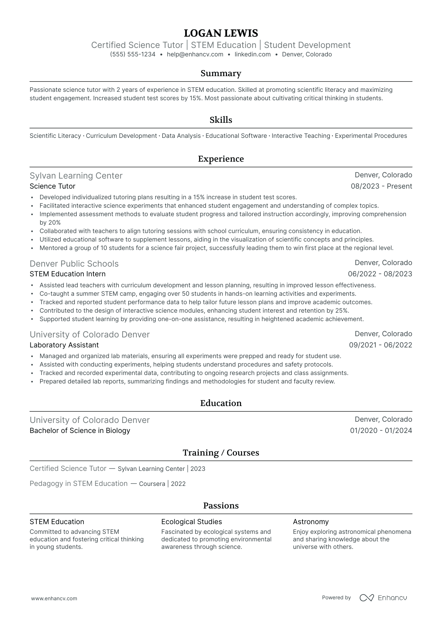 Science Tutor Resume Example Resume Example