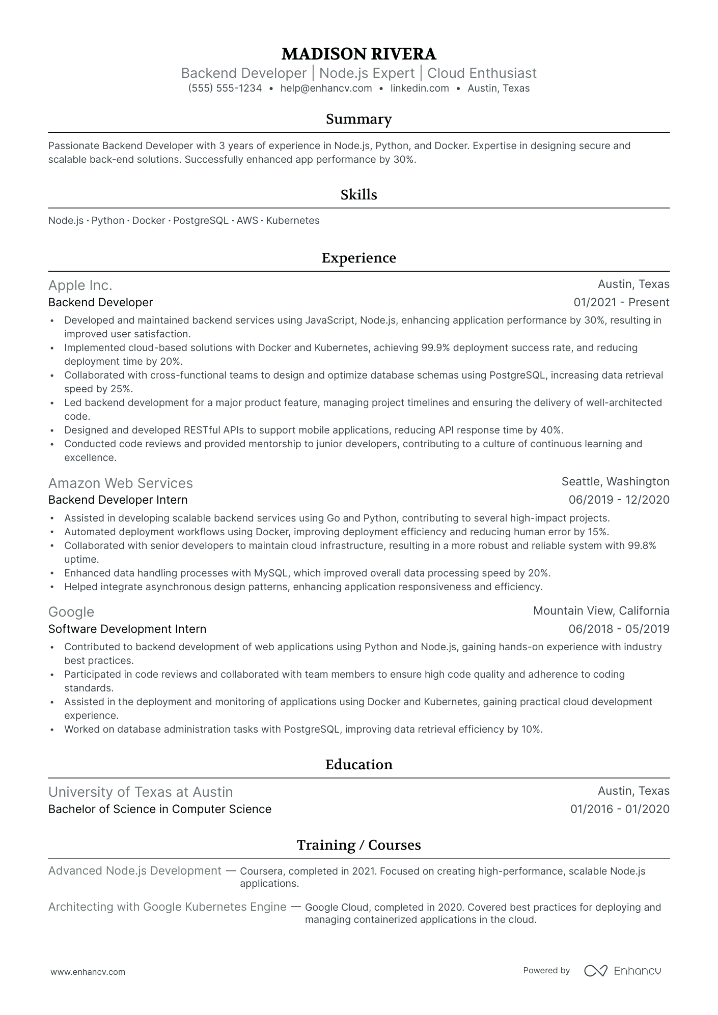 Python Backend Developer Resume Example Resume Example