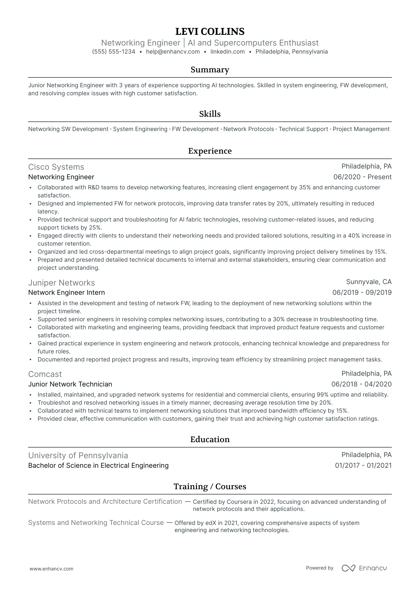 Network Application Engineer resume example