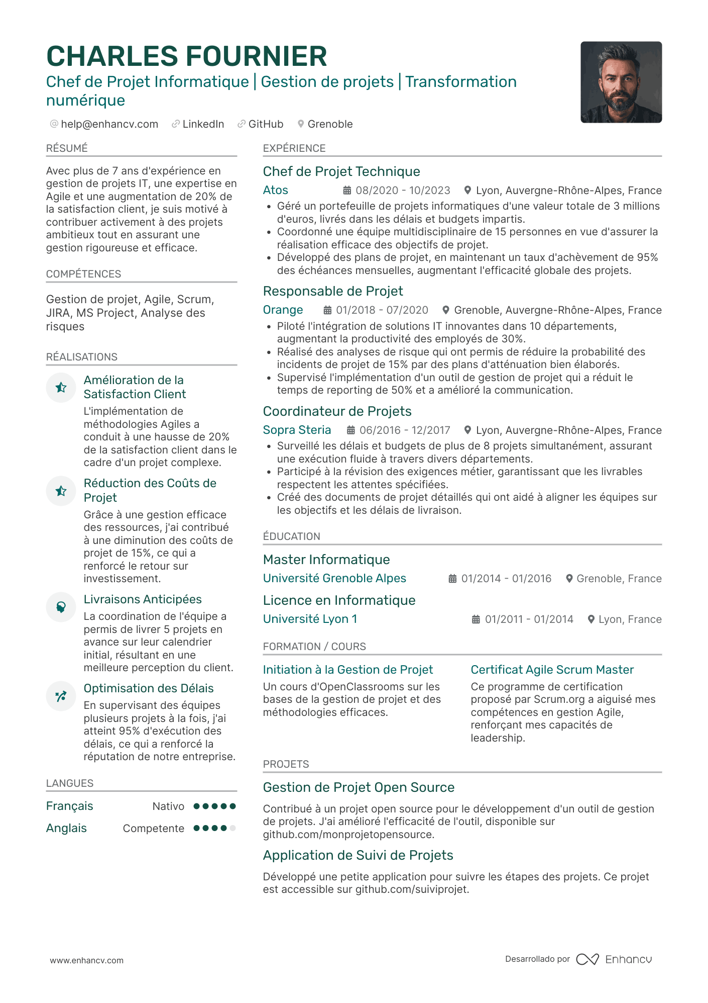 Chef de Projet Informatique CV