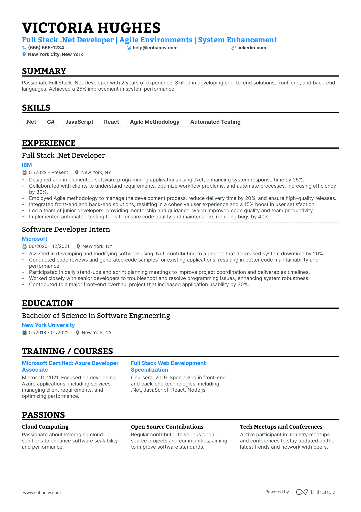 Drupal Full-Stack Developer resume example