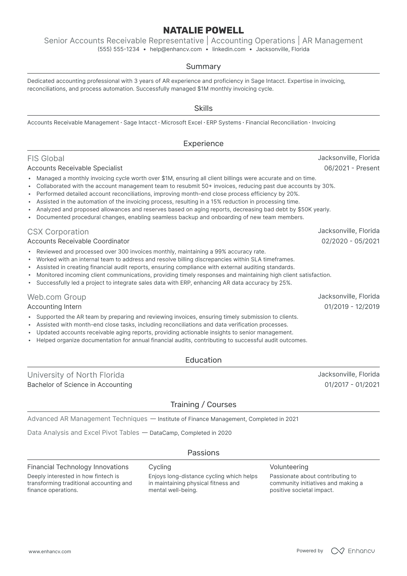 Experienced Accounts Receivable Consultant resume example