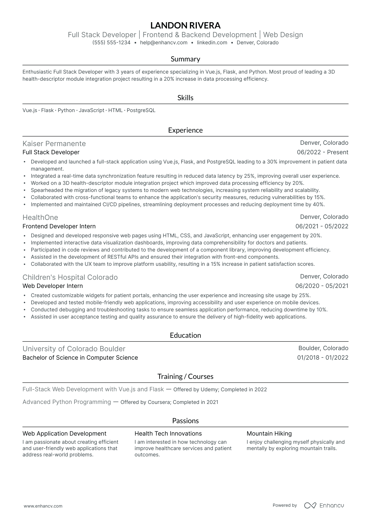 Full Stack Backend Developer resume example